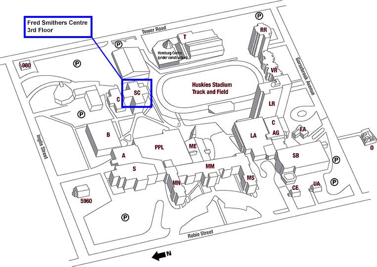 Fred Smithers Centre Map showing the location in the Student Centre